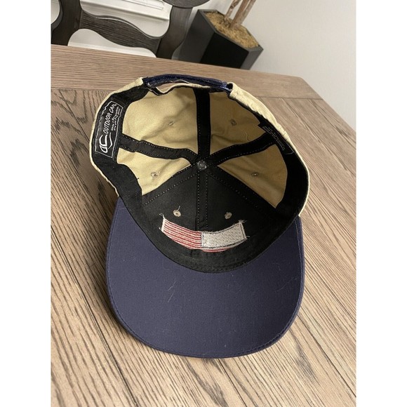 Chevrolet American Flag Blue Tan Hat Trucker Tacky Back Adjustable Cap EUC LNC - Picture 5 of 8